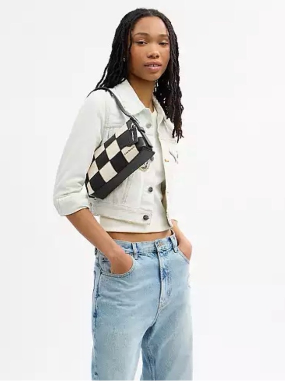 Small Coach Black & White Checkerboard Coachtopia Shoulder Bag